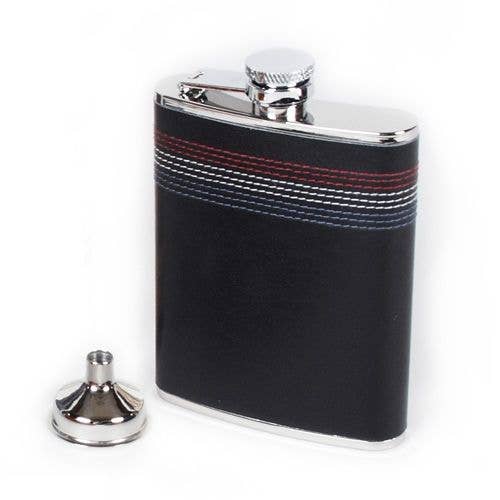Stitched Leather Flask for wholesale by Harvy Canes
