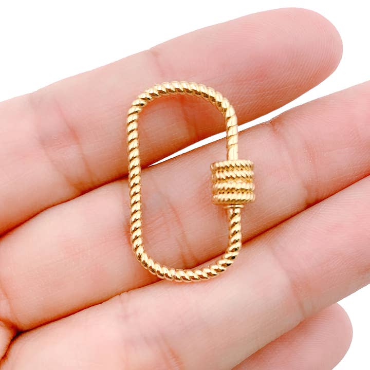 Beads Creation - Wholesale Clasp - 18K Gold Filled Brass Carabiner Screw Clasp
