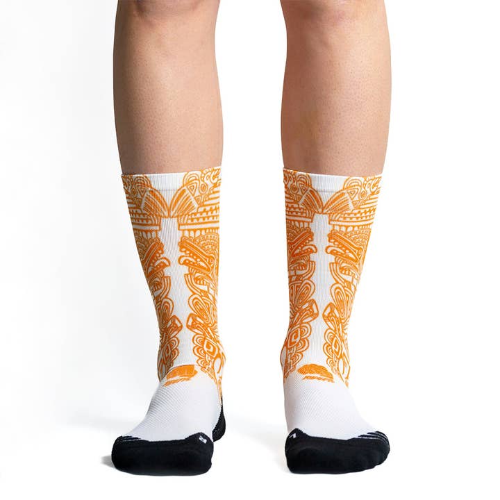 Azteca White Gold Cycling Running Hiking Socks for wholesale by Ridefyl