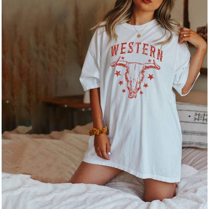 Camiseta Western Garment Tingida por atacado de Shamaim