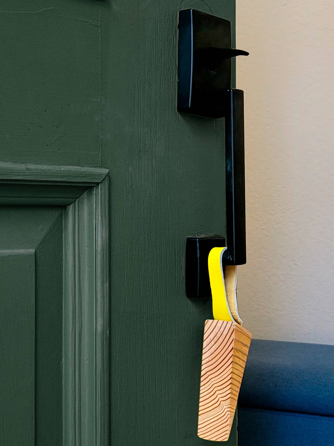 normal Behaviour - Wholesale Door Stop - Wooden Door Stop Wedge w/ leather hanging strap and antiskid5