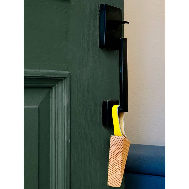 normal Behaviour - Wholesale Door Stop - Wooden Door Stop Wedge w/ leather hanging strap and antiskid5