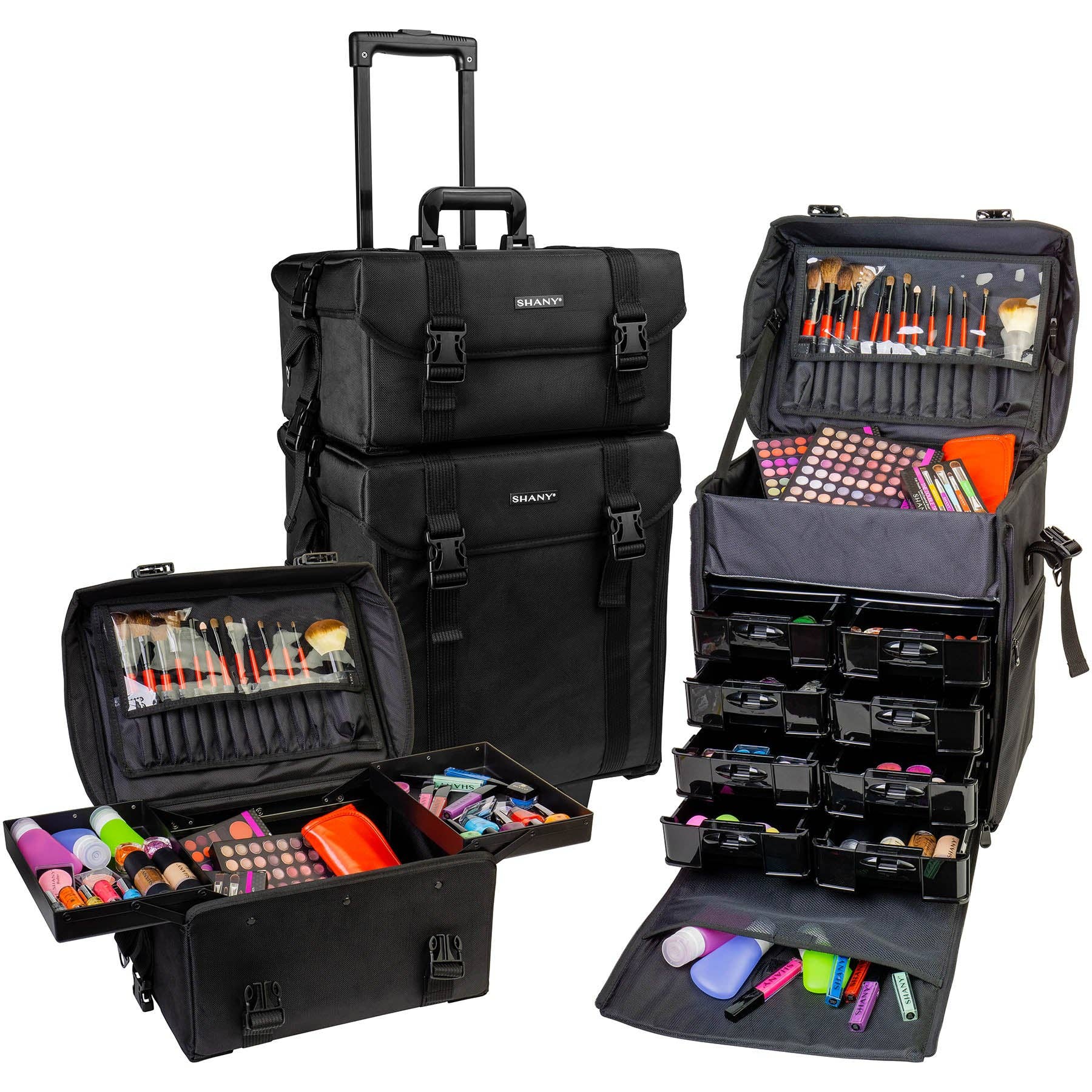 SHANY Cosmetics - Wholesale Makeup Storage Box - Soft Makeup Artist Rolling Trolley Cosmetic Case with Free Set of Mesh Bag8