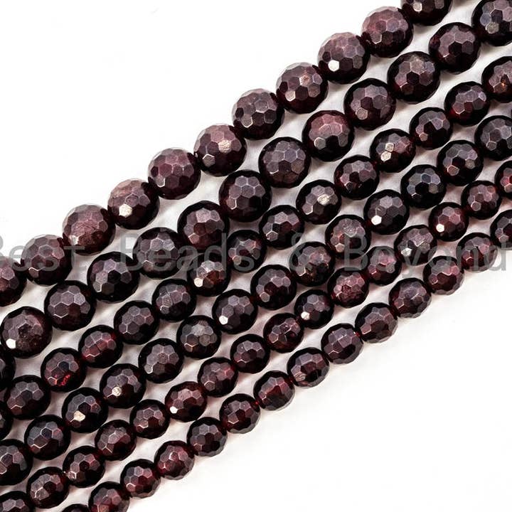High Quality Natural Garnet, Round Faceted beads SKU#U37 for wholesale by BestBeads&Beyond