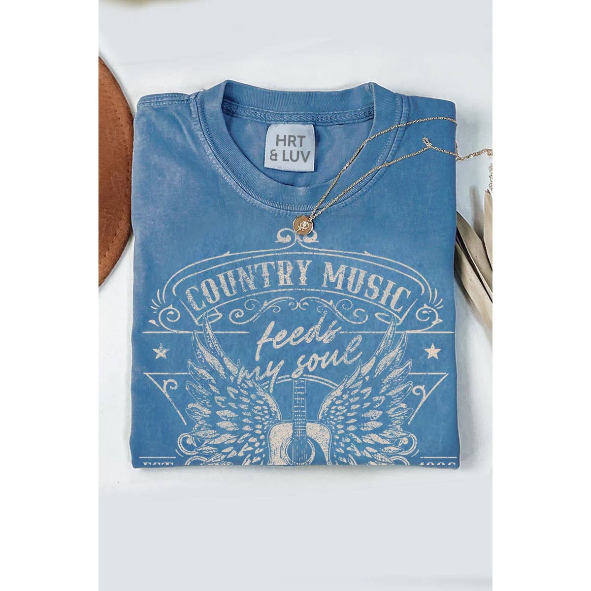 HRTandLUV - Wholesale T-Shirt (Graphic) - Women's - COUNTRY MUSIC FEEDS MY HOME OVERSIZED GRAPHIC TEE5