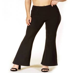 Cher Solid Raw Edge Flare Pant - Black