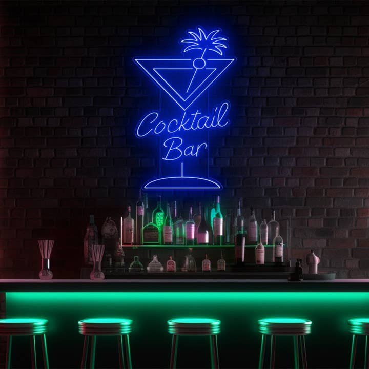 Insegna al neon a LED per cocktail in vetro per la vendita all'ingrosso da parte di BeNeonUnicorn