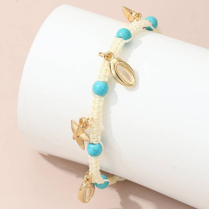 FZ0365 Étoile de mer Chevillière Étoile de Mer en Coquillages et Perles Bohèmes Tressées en vente sur Faire2