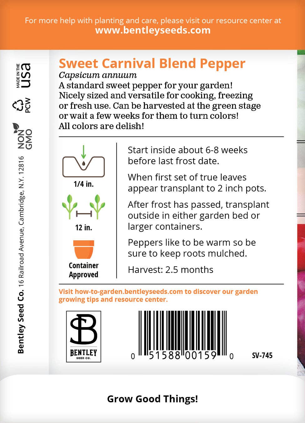 Bentley Seed Co. - Wholesale Plant Seeds - Pepper, Sweet Carnival Blend Seed Packets1