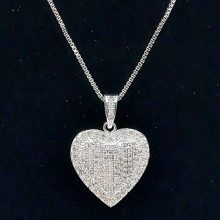Shimmering Cubic Zirconia Heart Pendant Necklace for wholesale by Diacly