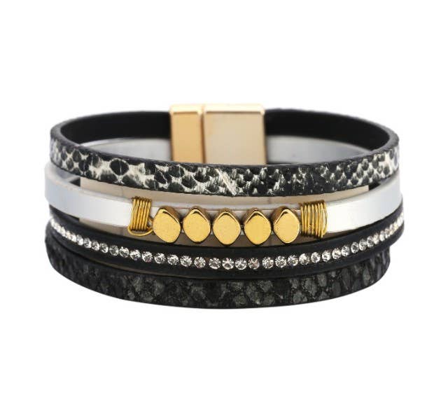 Maya J - Wholesale Woven/Braided Bracelet - Bohemian Vegan Leather Cuff Bracelets - Full Display24