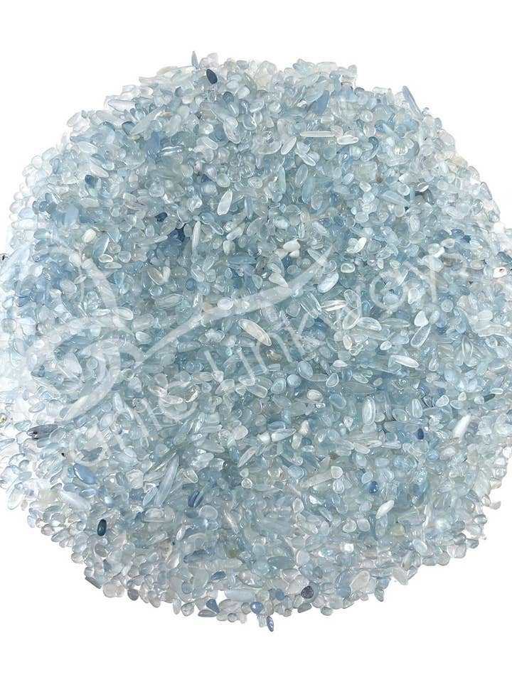 (KG)TUMBLED CHIPS - AQUAMARINE 3-13 MM for wholesale by Oceanic Linkways Inc