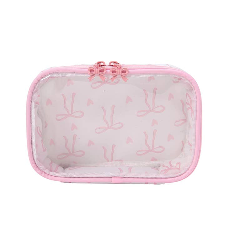 Bow Print Makeup Bag Large Travel Toiletry Pouch Portable for wholesale by Auraquise