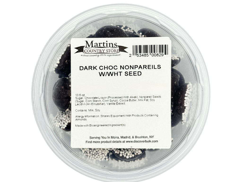Martin's Country Store LLC - Wholesale Chocolate Covered Sweets - DARK CHOCOLATE NONPAREILS 6.4oz3