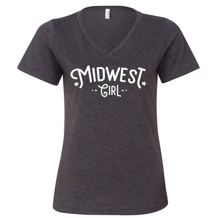 Wi-Wear - Wholesale Screen Printed T-Shirt - Women's - Midwest Girl V-Neck T-Shirt