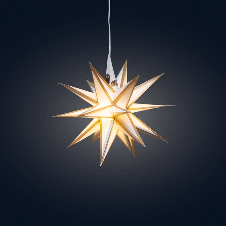 Artschatz LLC - Wholesale Paper Lantern/Lamp - Moravian Mini Star ~ 7", White/Gold Paper Star Lantern Light0