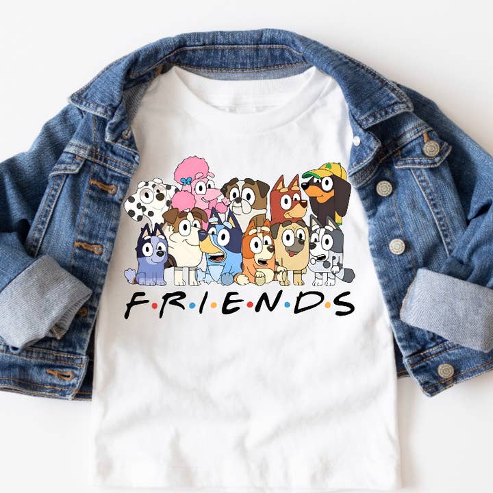 AvaryMaeInspirations - Venta al por mayor Camiseta serigrafiada - Niños - Camiseta Friends Bluey para niños
