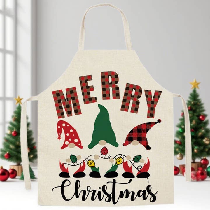 OIL-RESISTANT SLEEVELESS CHRISTMAS ELK PRINT APRON_CWMM9848 for wholesale by DOUBLJU