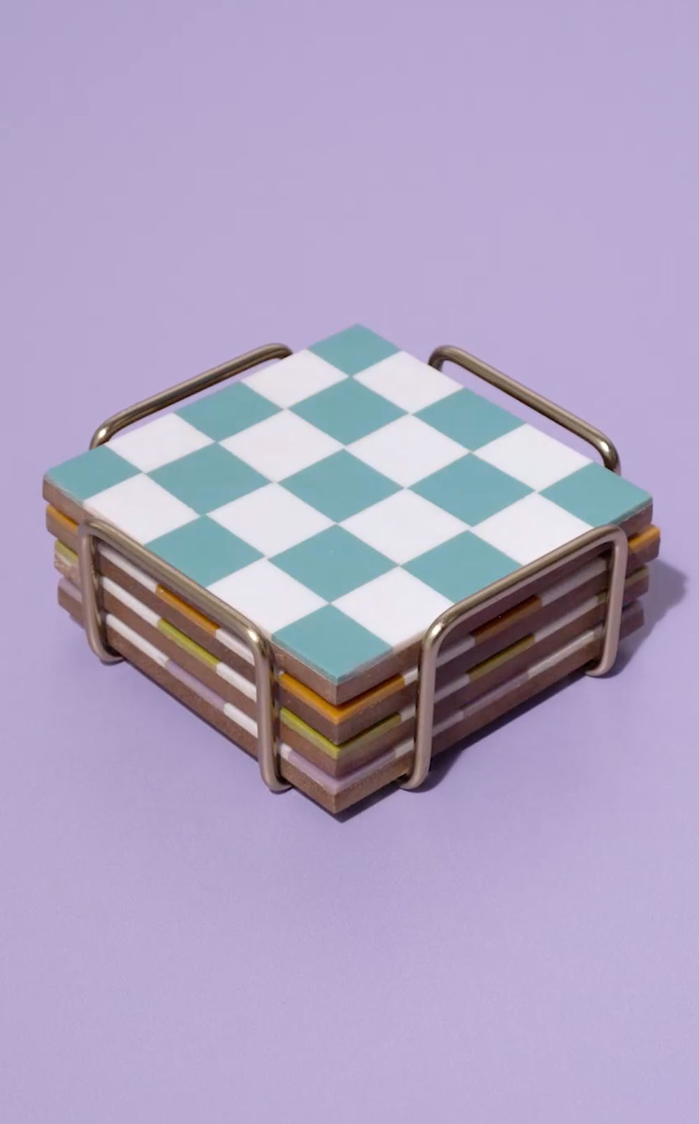 Made Market Co. – wholesale Coasters – Checkered Coasters Colored with Stand6