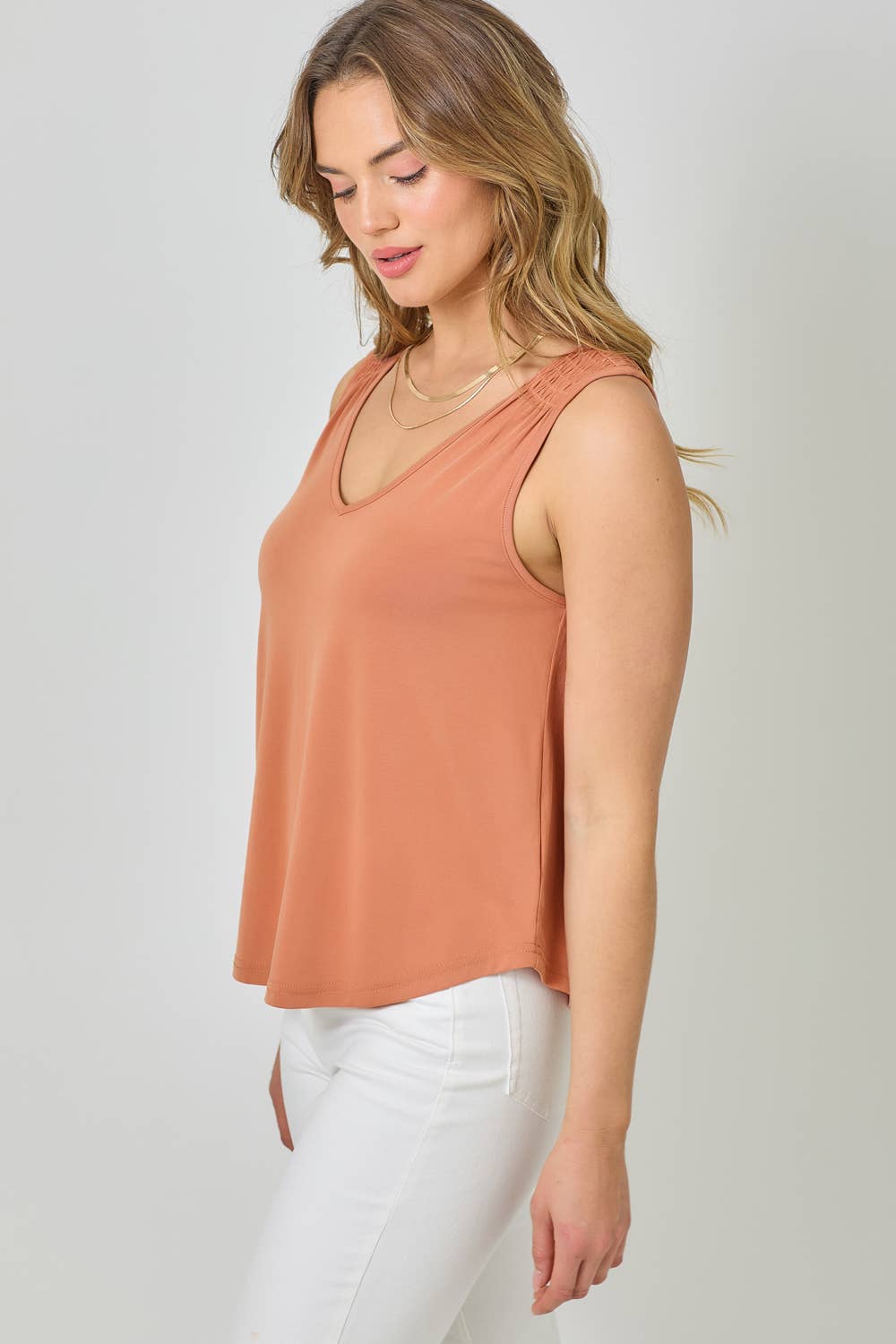 Mystree - Venta al por mayor Camiseta sin mangas - Mujer - 61036 Camiseta de Tirantes con Hombros Fruncidos de Cupro Modal16