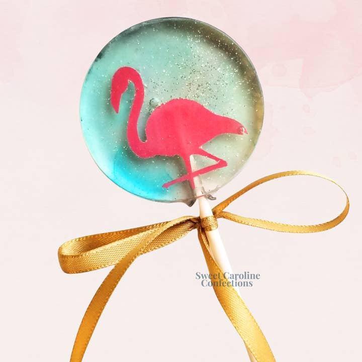 Sweet Caroline Confections - Wholesale Lollipop - Flamingo Lollipops, Pink Lemonade Flavor, 10/Case -VEGAN1