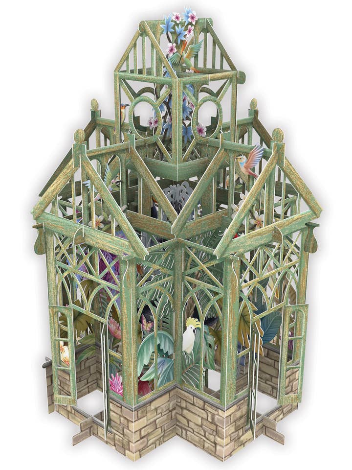 BLANK 3D POPUP TROPICAL GREETING CARD PAPER D'ART for wholesale by Notes & Queries, Inc.