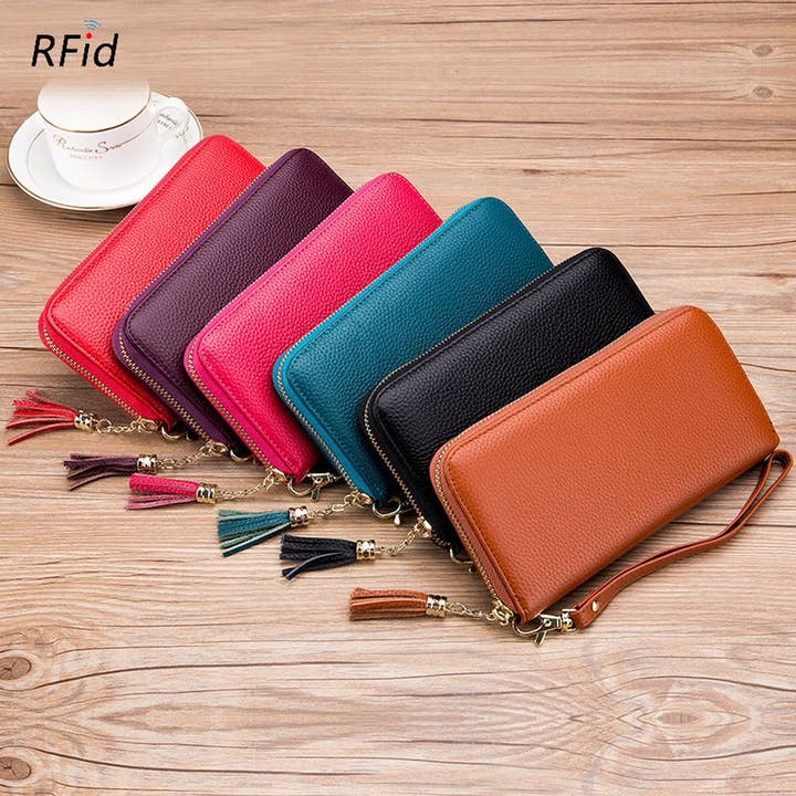 ACCITY - Wholesale Wallet - Unisex - ZIPPER TASSEL ANTI-THEFT BRUSH LEATHER WALLET_CWAB3731