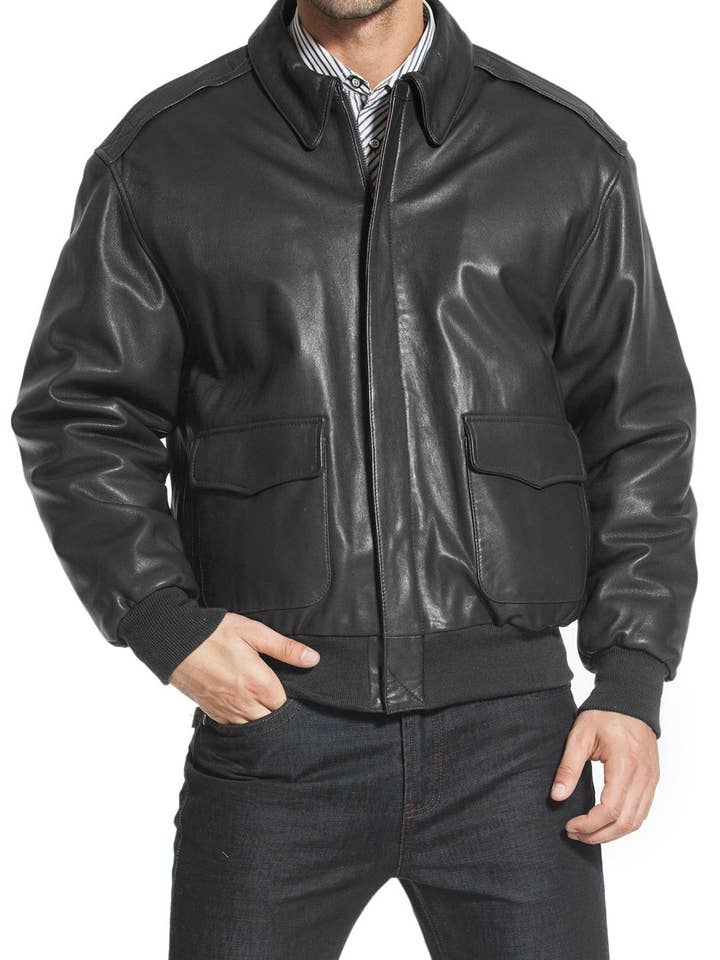 Veste aviateur de vol en cuir de chèvre A-2 de la Force aérienne Landing Leathers pour hommes pour la vente par Landing Leathers