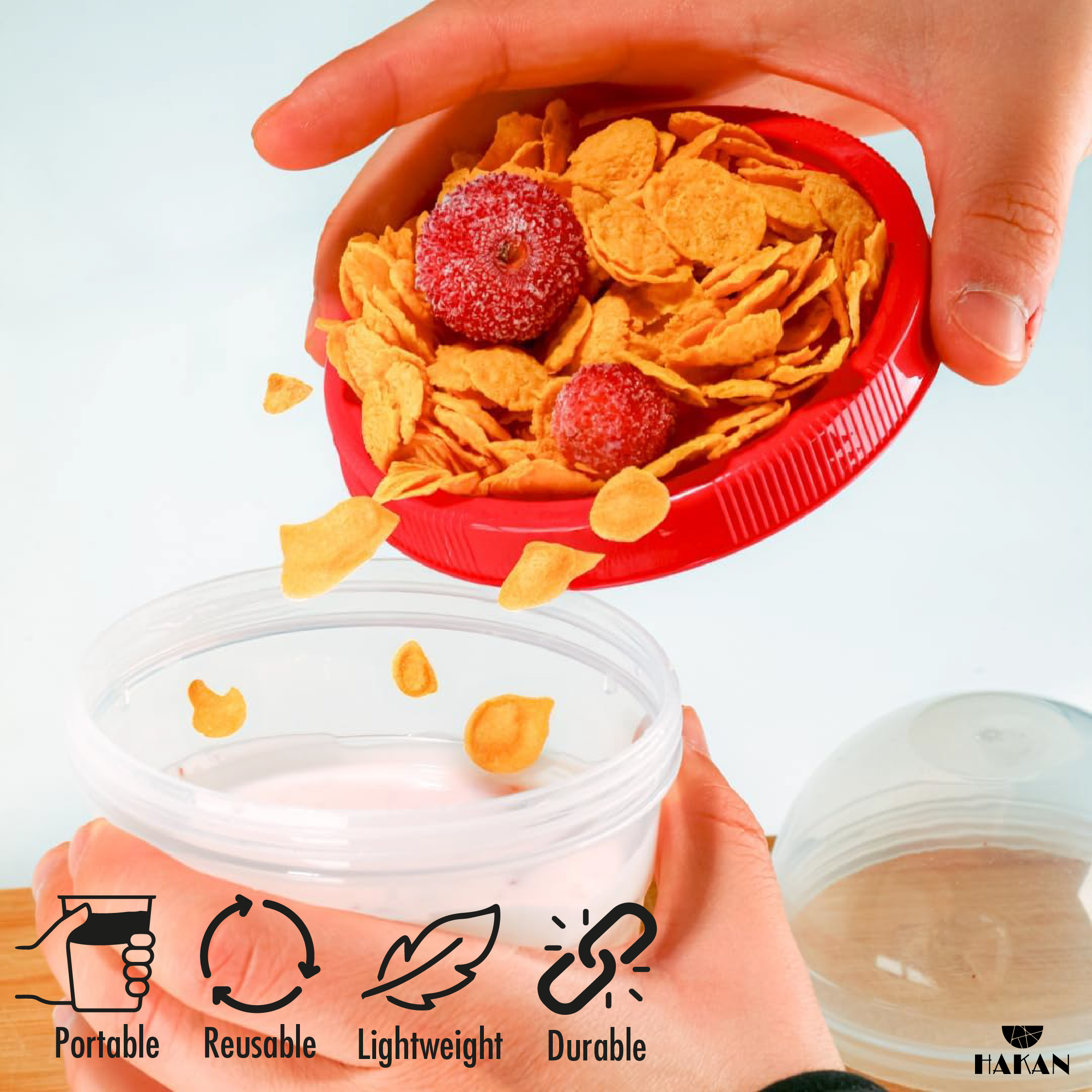 Hakan - Wholesale Voedselopslagcontainer - Hakan herbruikbare yoghurtparfaitbekers 4-pack, 500 ml, 4 kleuren5