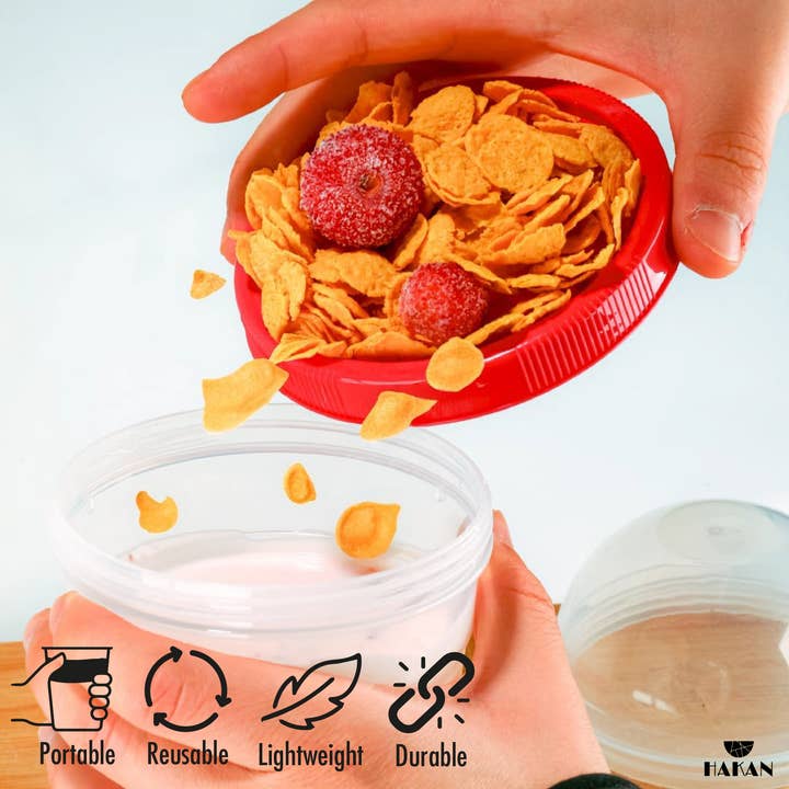 Hakan - Wholesale Food Storage Container - Hakan Reusable Yogurt Parfait Cups 4-Pack, 16.9 Oz, 4-Color5