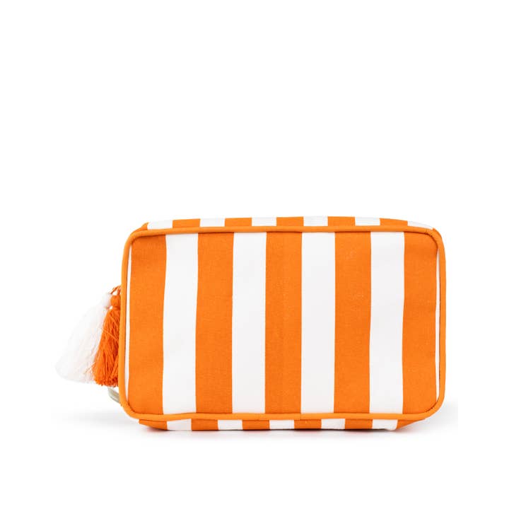 Megan Stripe Cosmetic Burnt Orange/White 10x6x4 for wholesale by The Royal Standard