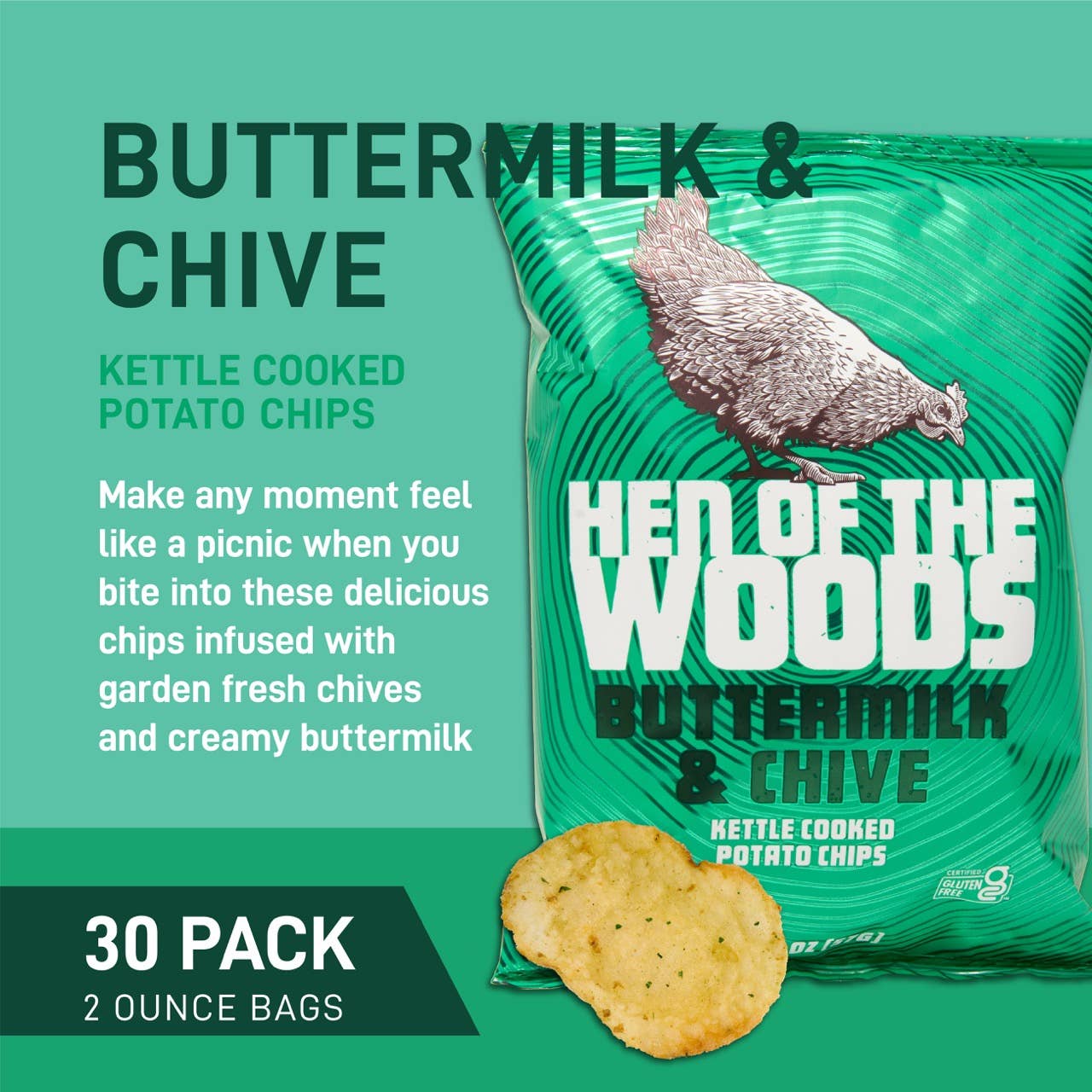 Hen of the Woods - Vente Chips - Chips de pommes de terre cuites à la bouilloire au babeurre et à1