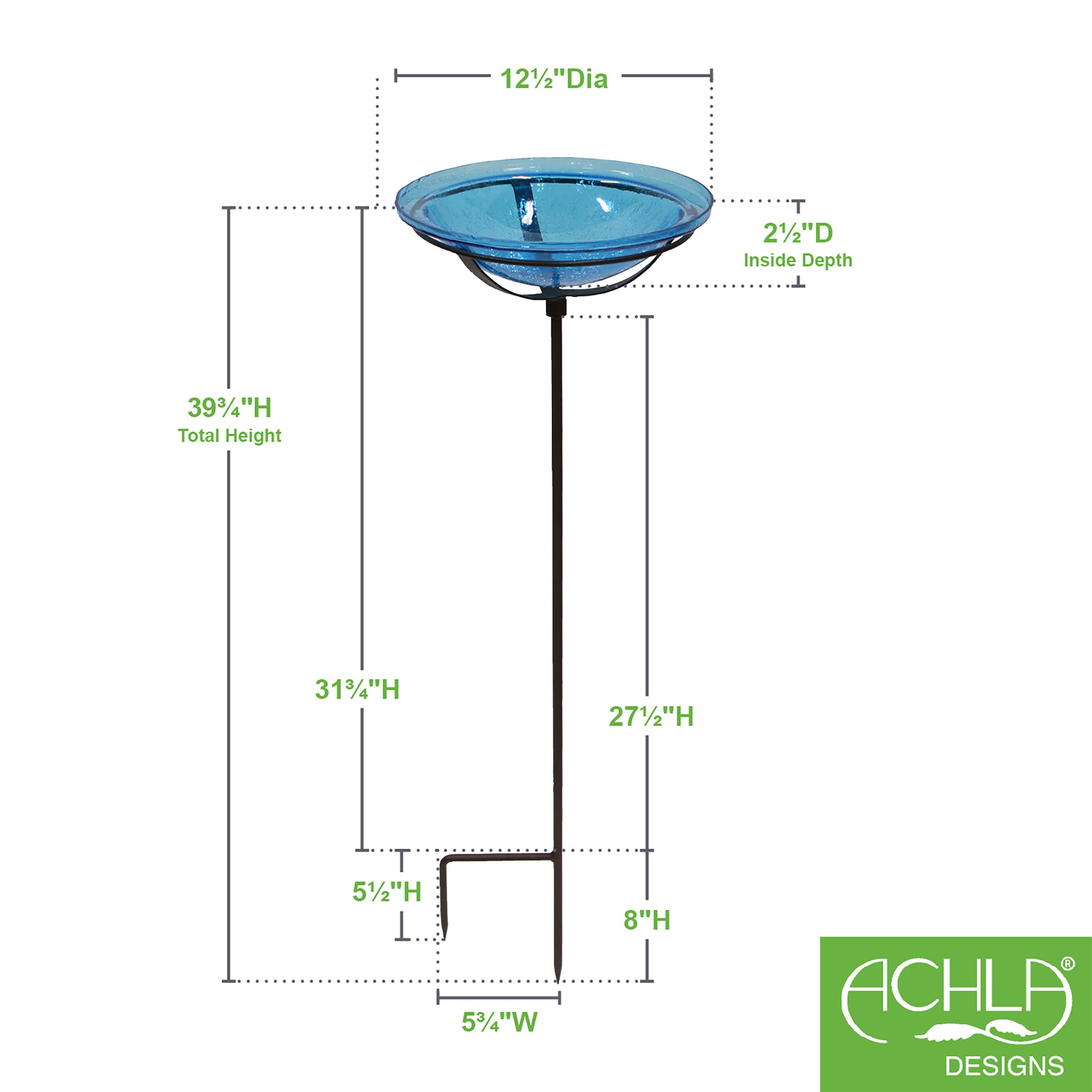ACHLA Designs - Wholesale Bird Bath - 12" Teal Bowl, Cradle & Stake1