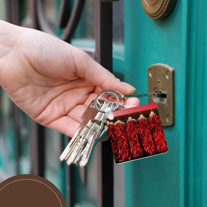 3dRose - Wholesale Keychain - Unisex - 3dRose, Image of Chili peppers drying in the sun, Velarde, New Mexico, USA., Key Chain5