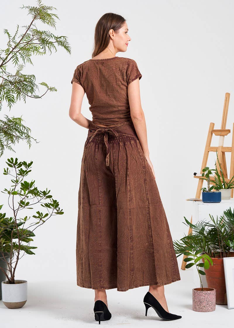 Kathmandu Imports - Wholesale Pants - Women's - Solid Wide-Leg Elastic Waist Pants (KT-1407)1