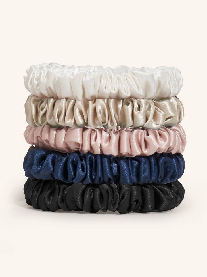 Skinny Silk Scrunchie – Ultra-Thin Elegance for wholesale by Jasmisilk