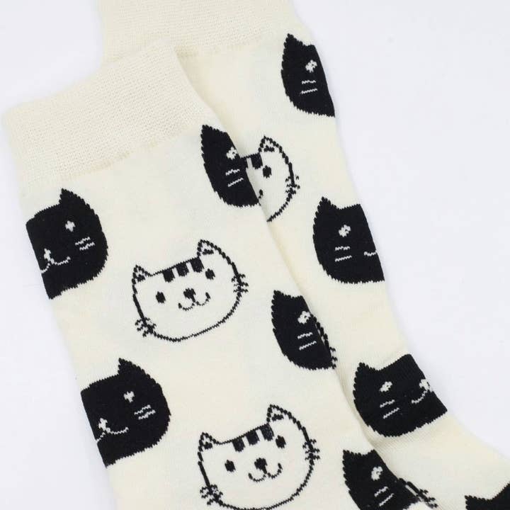 Sock Panda - Vendita all'ingrosso Calzini - Donna - Calzini con motivo di gatti bianco e nero (taglia donna media)1