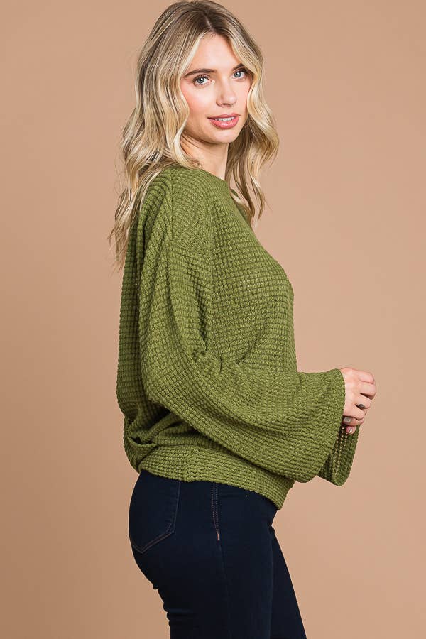 Culture Code - Wholesale Knit Top - Women's - CHT1824L - SURPLICE BACK DETAIL BELL SLV TOP10