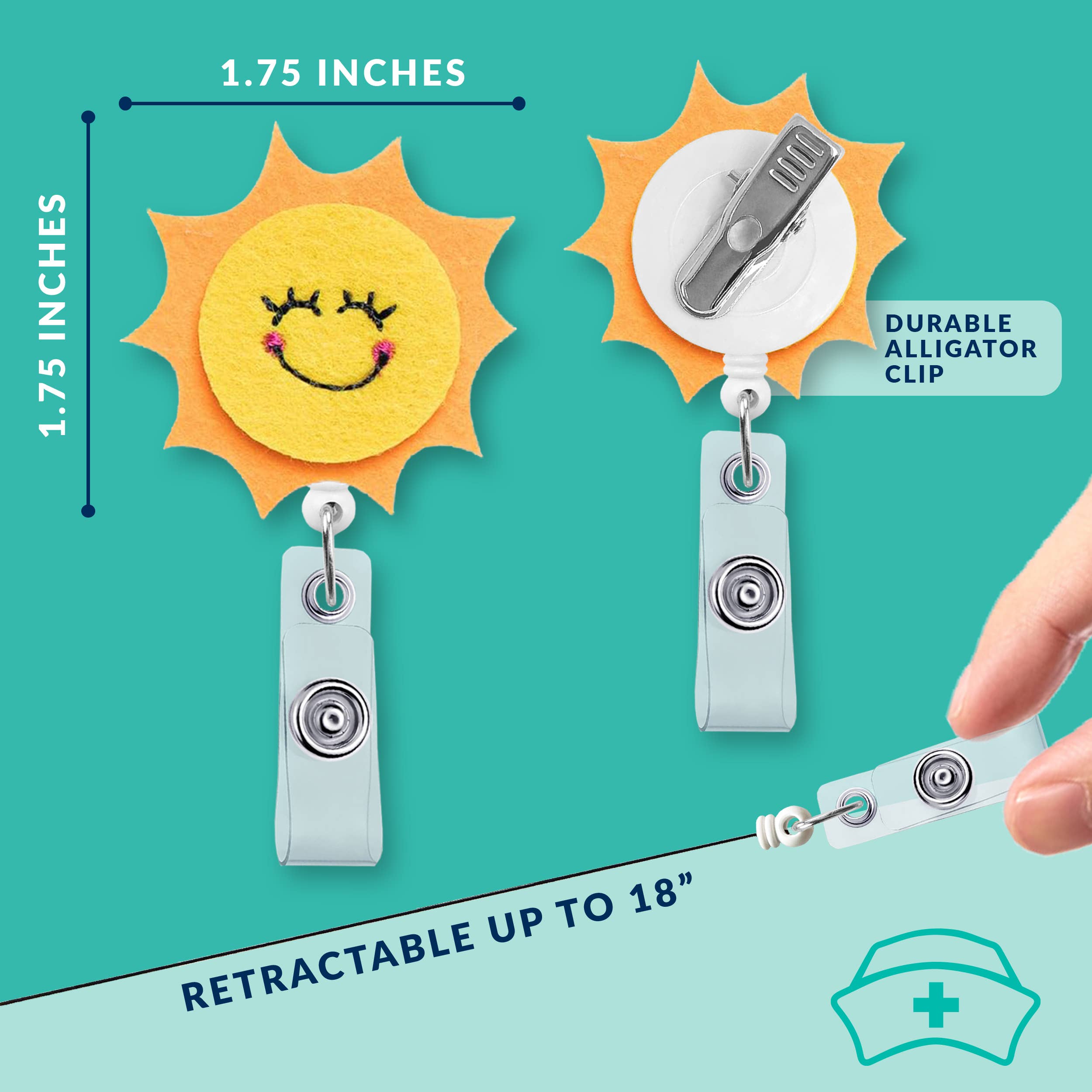 Nurseology - Wholesale Badge Accessory - Women's - Sun | Nurse and Teacher Badge Reel Holder2