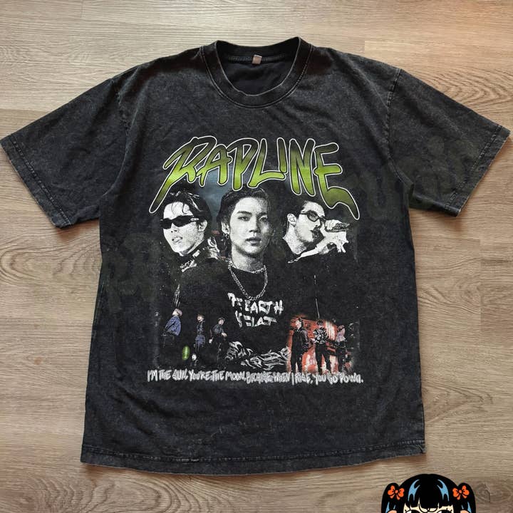 RAPLINE Acid Wash Graphic Tee (3-4 weeks processing) for wholesale by Purpleth Studio