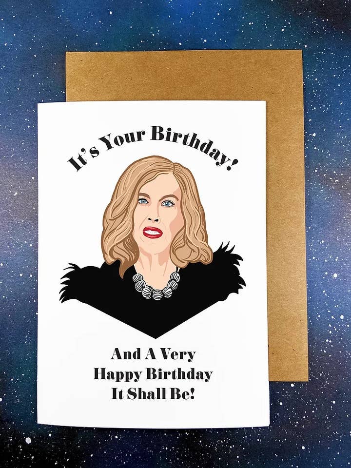 “Moira Rose” Schitt’s Creek Birthday Greeting Card for wholesale by The Red Swan Shop