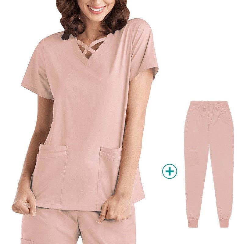 FurDecoration - Wholesale Healthcare uniform – Women's - Short Sleeve Straight Leg Scrub Suit6