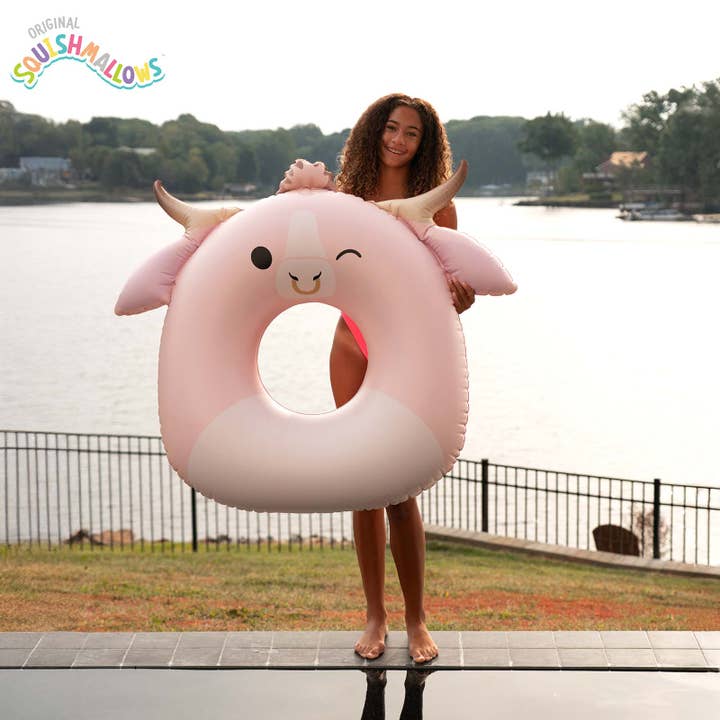 BigMouth Inc - Wholesale Inflatables - Squishmallows Howland the Cow 36 in Ring Pool Float