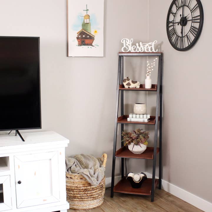 Sunnydaze Decor - Wholesale Bookcase - Indoor 4-Shelf Acacia Ladder Bookshelf - 59.75" H
