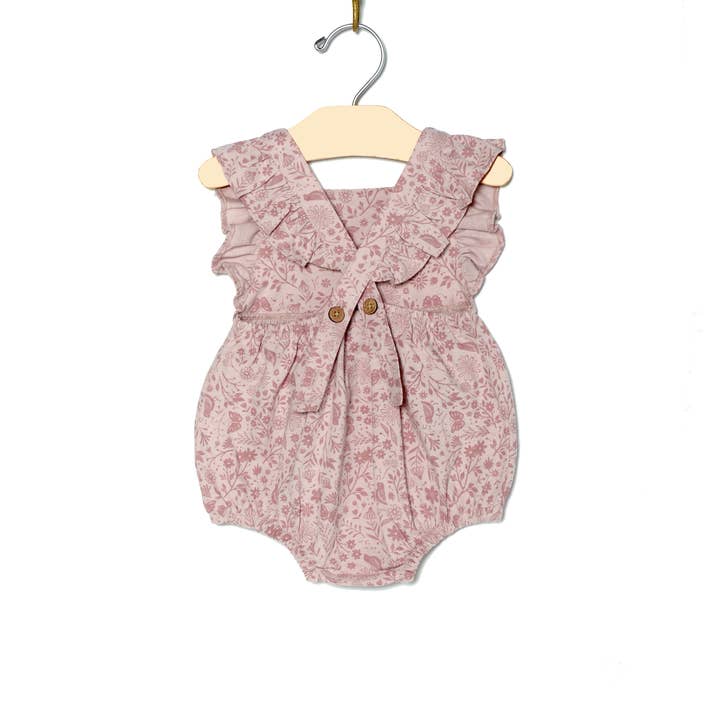 City Mouse Studio - Wholesale Romper - Kids - Overall Flutter Romper- Birds and Butterflies