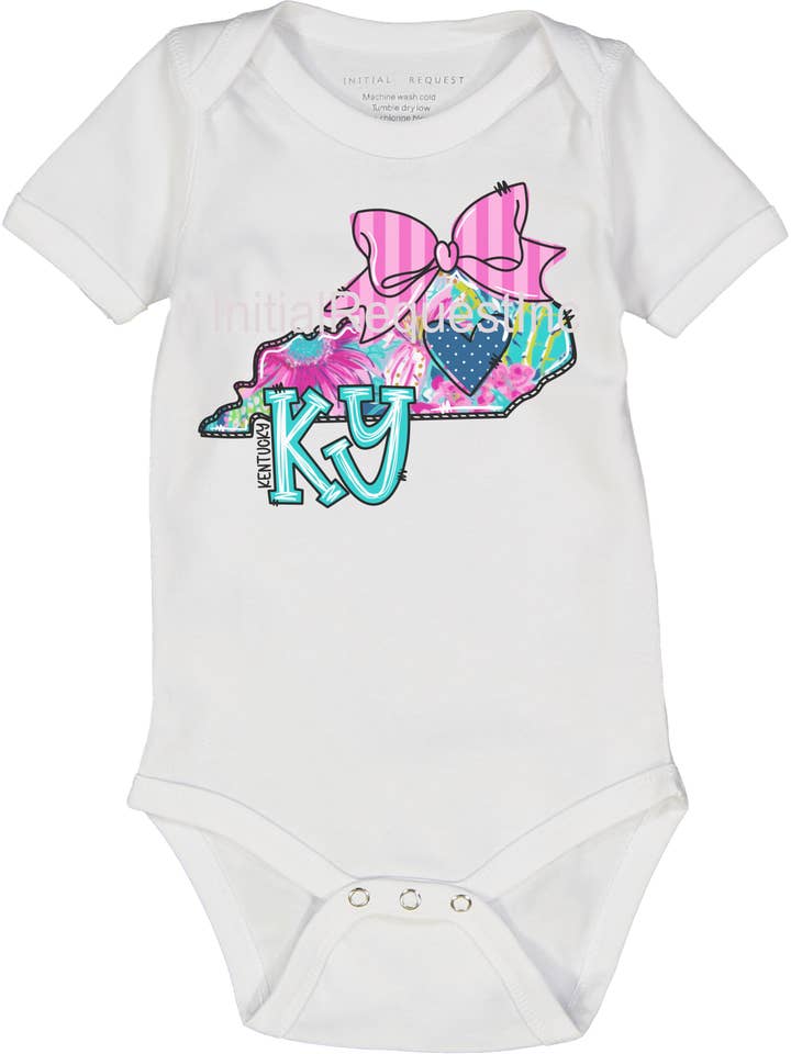 Kentucky Floral State Graphic Short Sleeve Onesie for Baby Girls for wholesale by Initial Request