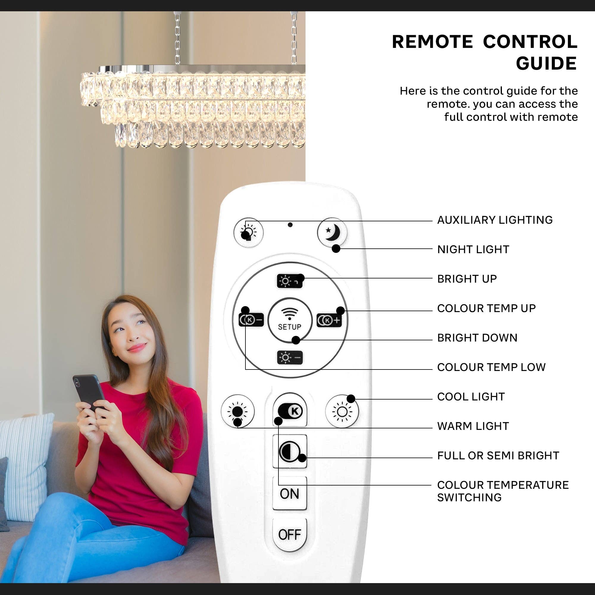 Ledsone - Vente Lustre/Suspension - Lustre de plafond en forme de goutte ovale en cristal ~54249
