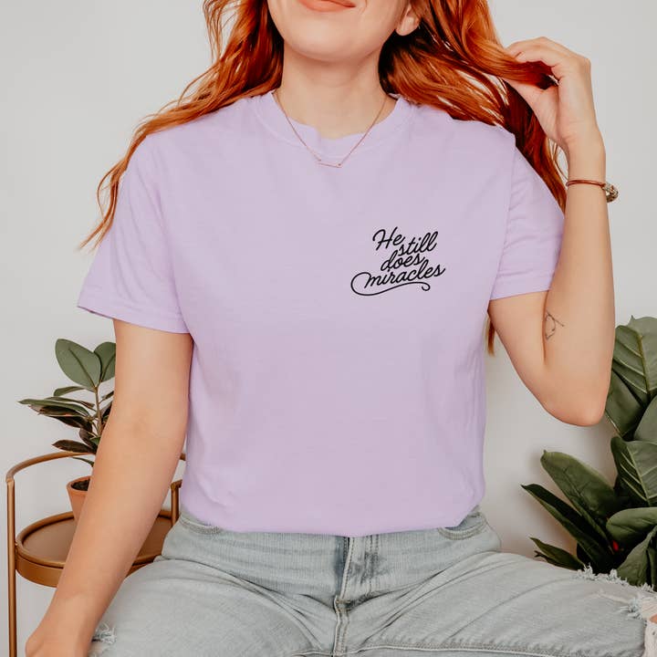 Scripted Pearl - Wholesale T-Shirt - Women's - He Still Does Miracles Embroidered Comfort Colors T Shirt12