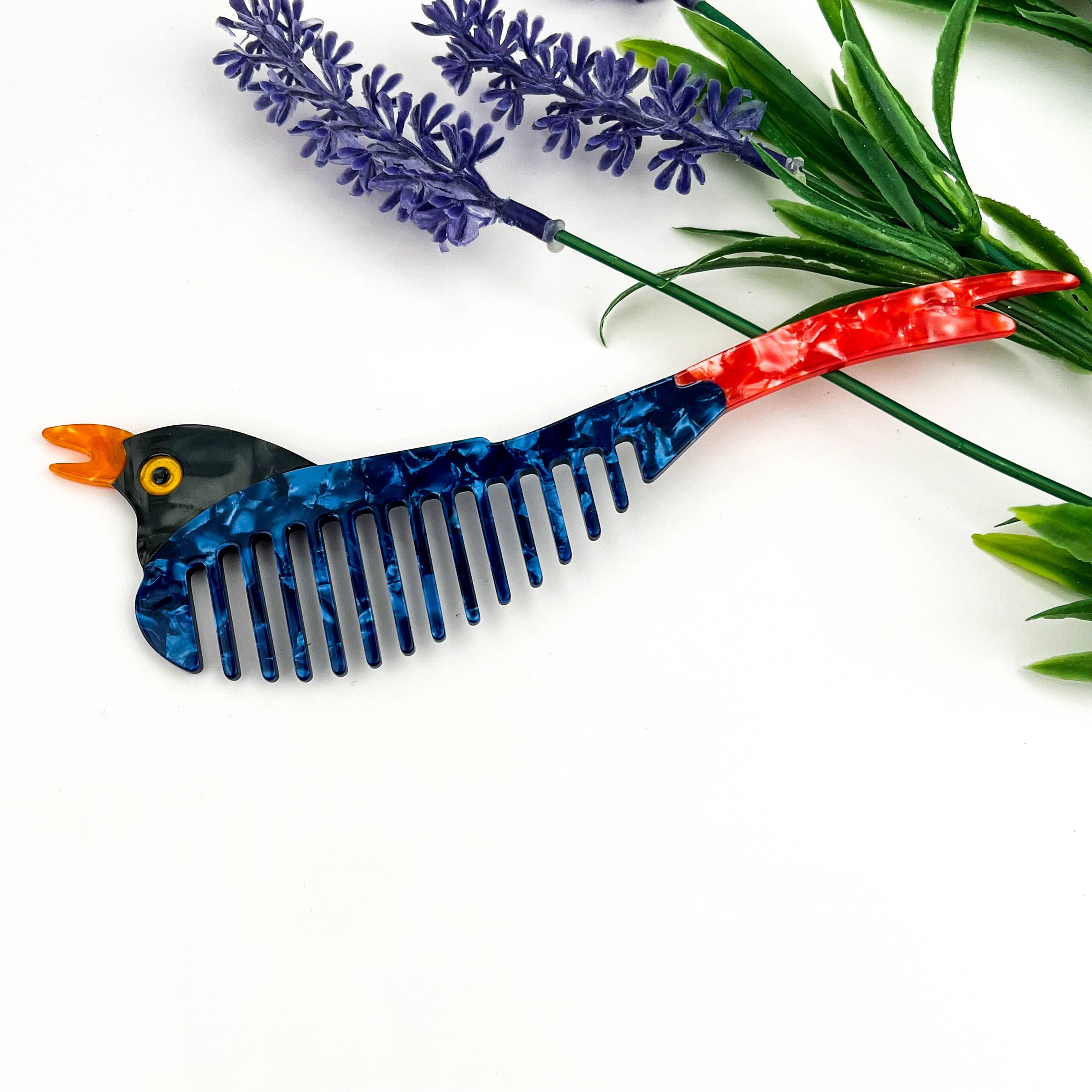 Blauw Schattige Zwaluw Acetaat Haar Kam – Creatieve Vintage Stijl voor groothandel op Faire3