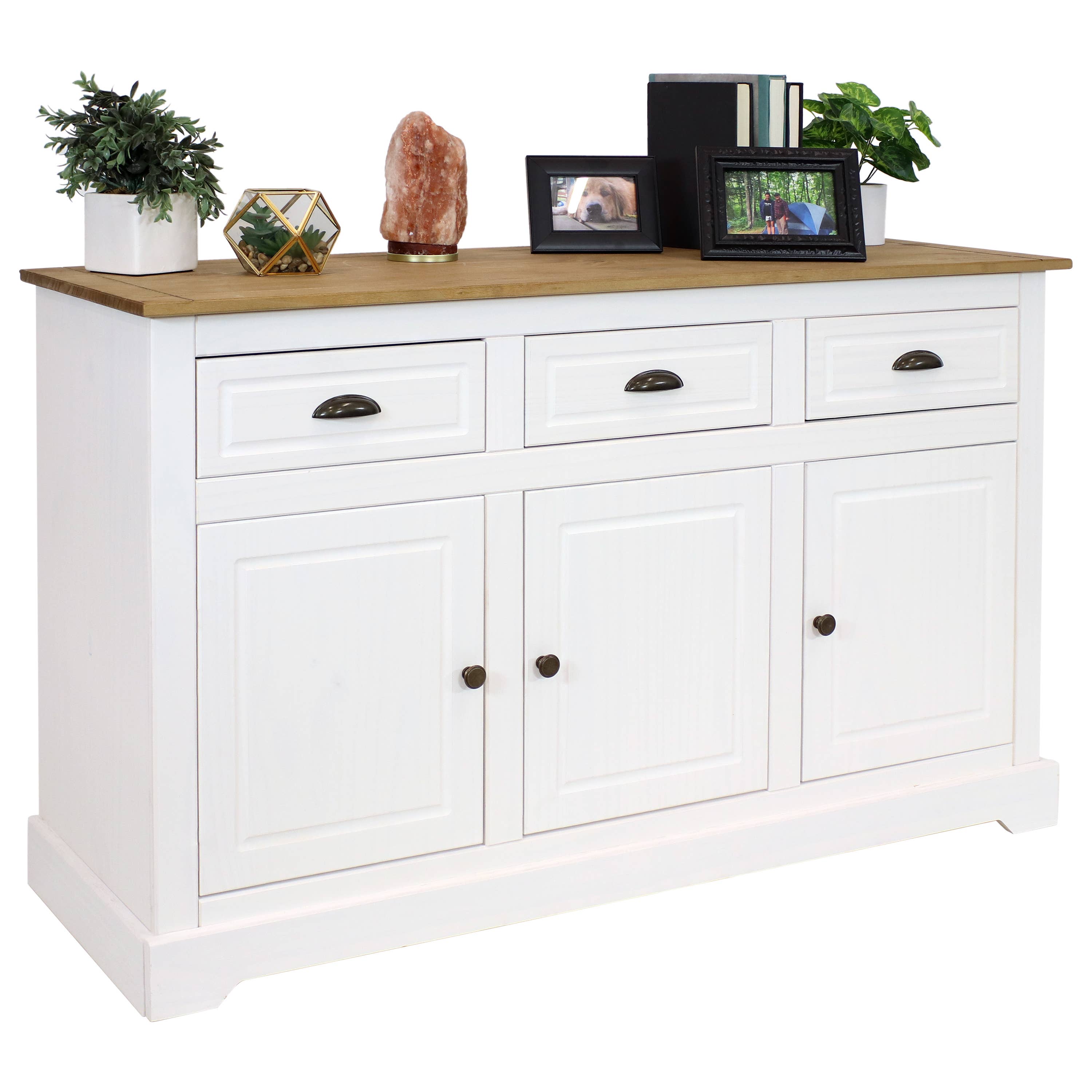 Sunnydaze Decor - Wholesale Sideboard - Solid Pine Sideboard with 3 Drawers and 3 Doors - White6